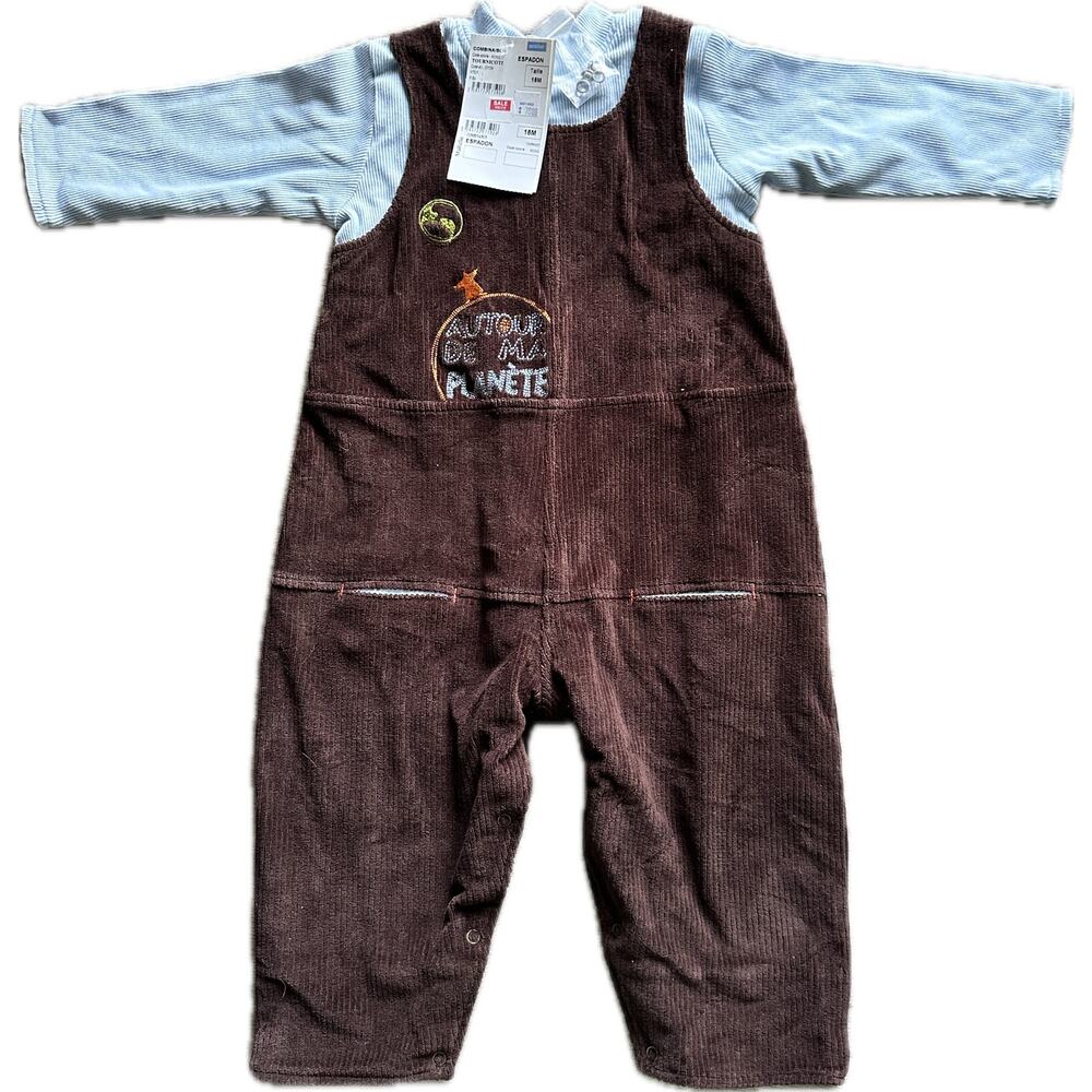 NWT Marese France Corduroy Fleece Planet Boy’s One Piece Size 18 Months